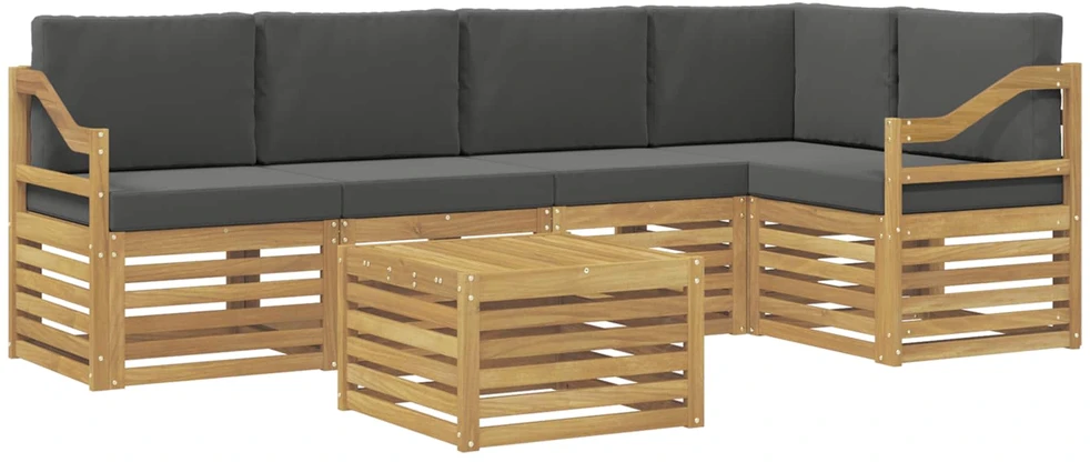 Lauko sofos komplektas 6 vnt. 5 vietos Balta ir antracito