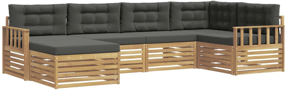 Lauko sofos komplektas 6 vnt. 6 vietos Balta ir antracito
