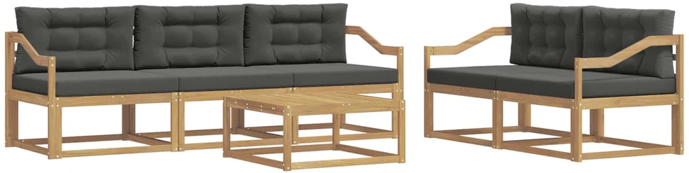 Lauko sofos komplektas 6 vnt. 5 vietos Balta ir antracito
