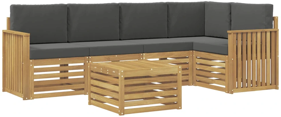 Lauko sofos komplektas 6 vnt. 5 vietos Balta ir antracito