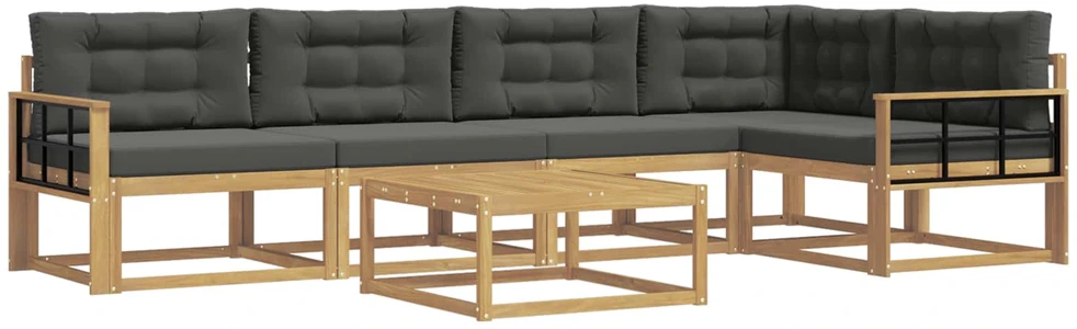 Lauko sofos komplektas 6 vnt. 5 vietos Balta ir antracito