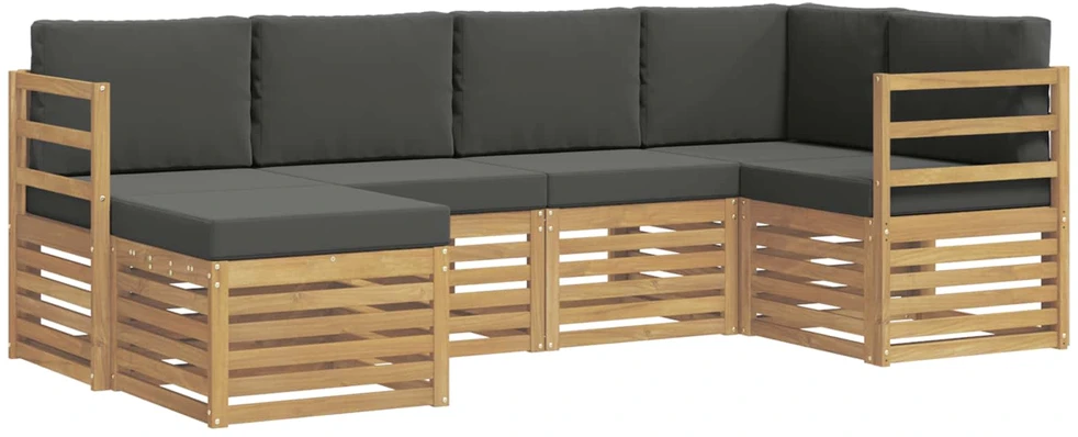 Lauko sofos komplektas 6 vnt. 5 vietos Balta ir antracito