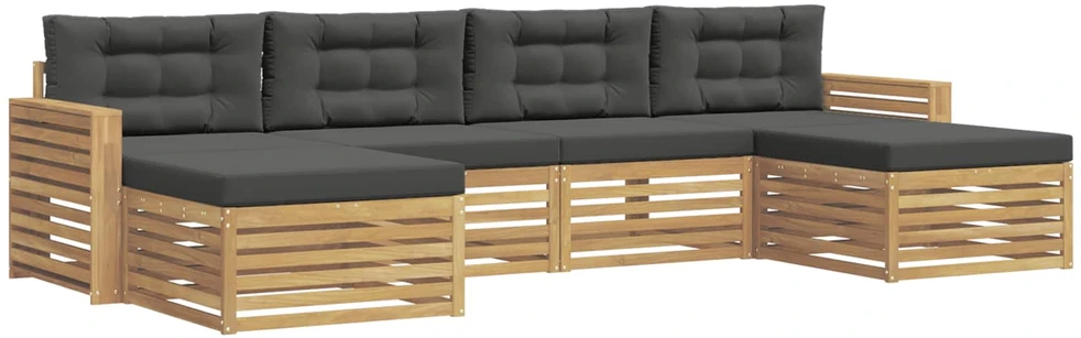 Lauko sofos komplektas 6 vnt. 4 vietos Balta ir antracito