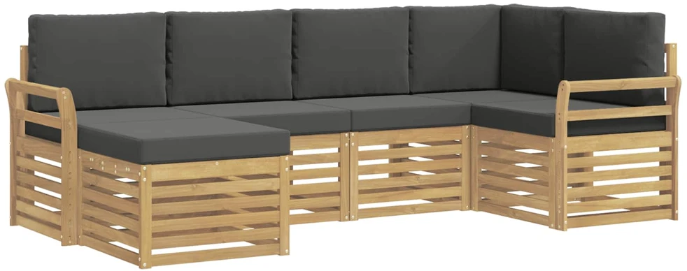 Lauko sofos komplektas 6 vnt. 5 vietos Balta ir antracito