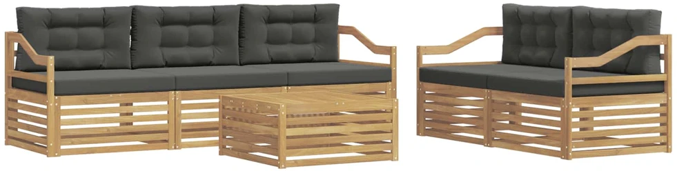 Lauko sofos komplektas 6 vnt. 5 vietos Balta ir antracito