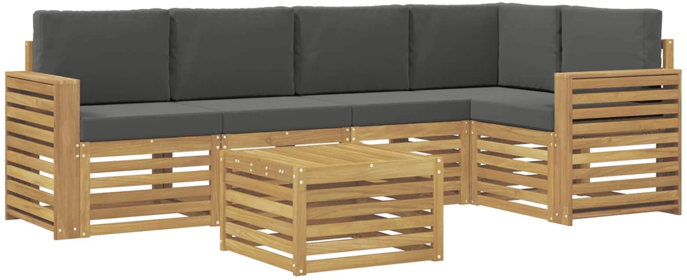 Lauko sofos komplektas 6 vnt. 5 vietos Balta ir antracito