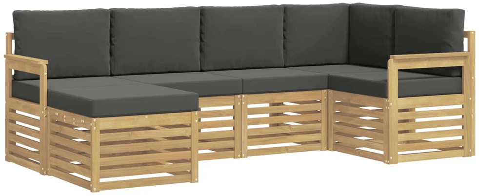Lauko sofos komplektas 6 vnt. 5 vietos Balta ir antracito