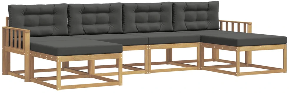 Lauko sofos komplektas 6 vnt. 6 vietos Balta ir antracito