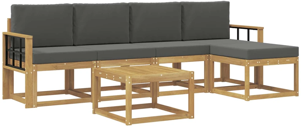Lauko sofos komplektas 6 vnt. 5 vietos Balta ir antracito