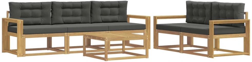 Lauko sofos komplektas 6 vnt. 5 vietos Balta ir antracito