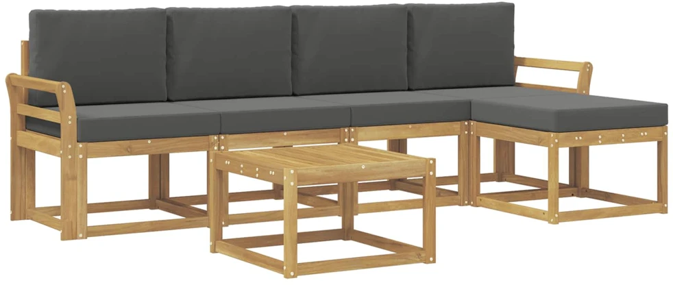 Lauko sofos komplektas 6 vnt. 5 vietos Balta ir antracito