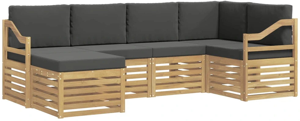 Lauko sofos komplektas 6 vnt. 5 vietos Balta ir antracito