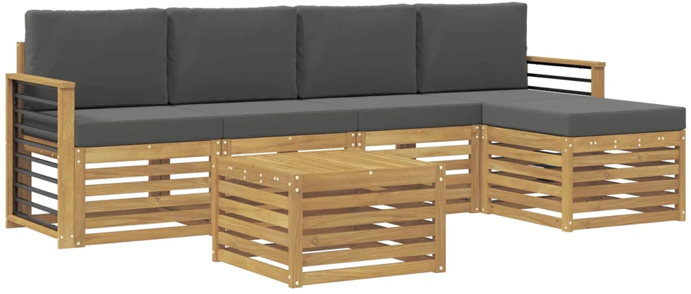 Lauko sofos komplektas 6 vnt. 5 vietos Balta ir antracito