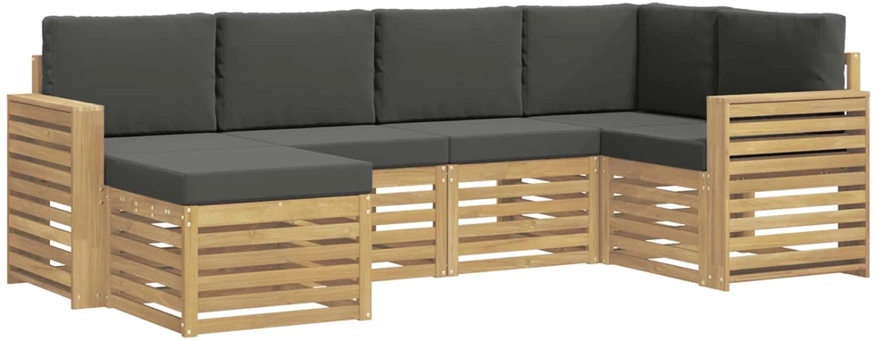Lauko sofos komplektas 6 vnt. 5 vietos Balta ir antracito