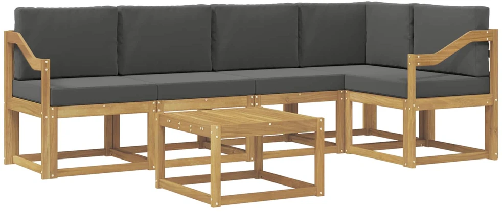 Lauko sofos komplektas 6 vnt. 5 vietos Balta ir antracito