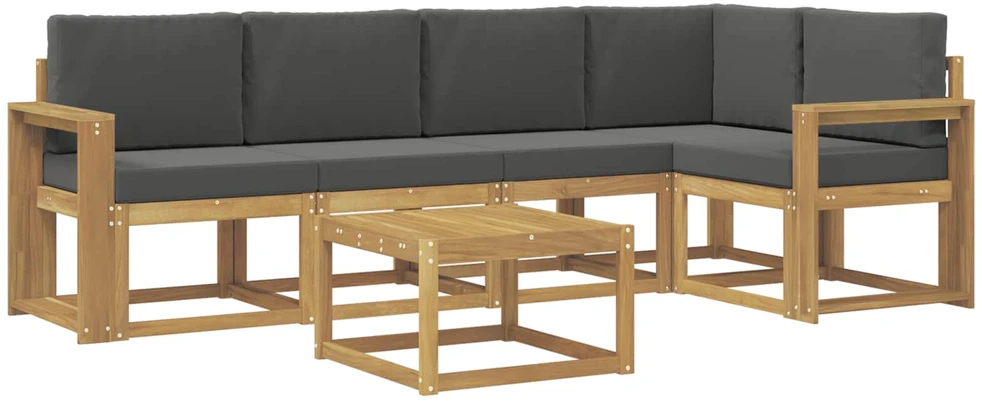 Lauko sofos komplektas 6 vnt. 5 vietos Balta ir antracito