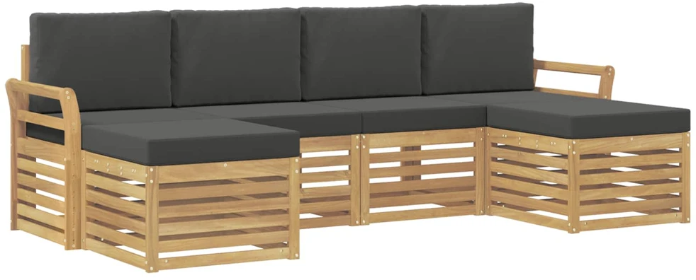 Lauko sofos komplektas 6 vnt. 6 vietos Balta ir antracito