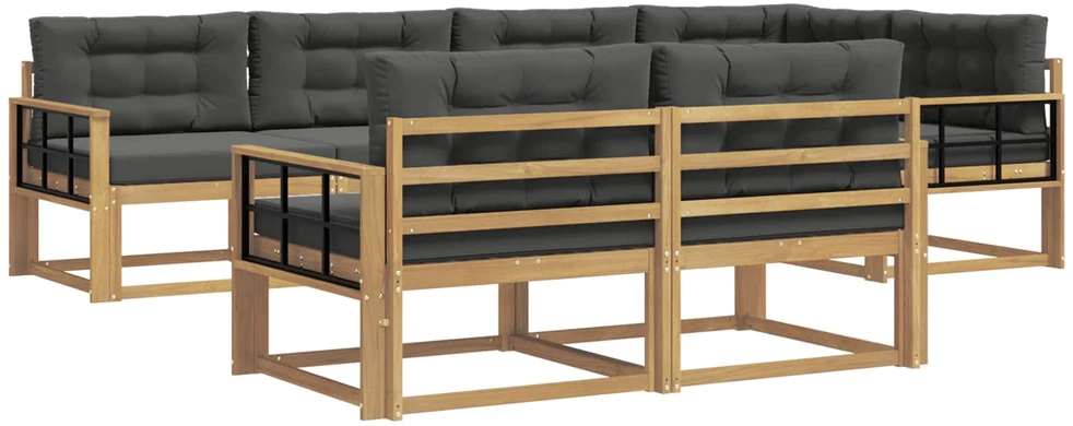 Lauko sofos komplektas 6 vnt. 7 vietos Balta ir antracito