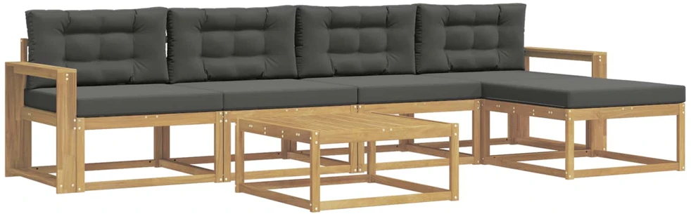 Lauko sofos komplektas 6 vnt. 5 vietos Balta ir antracito
