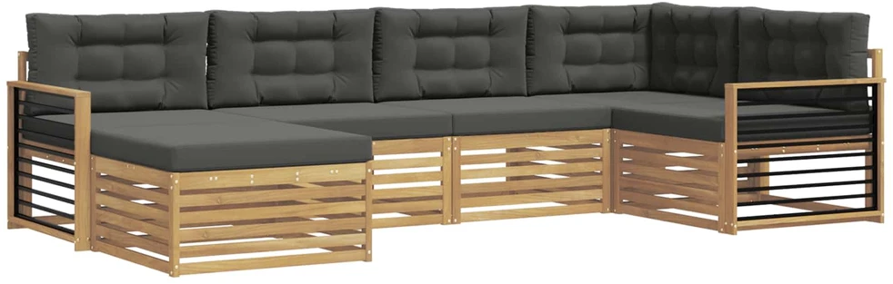 Lauko sofos komplektas 6 vnt. 6 vietos Balta ir antracito
