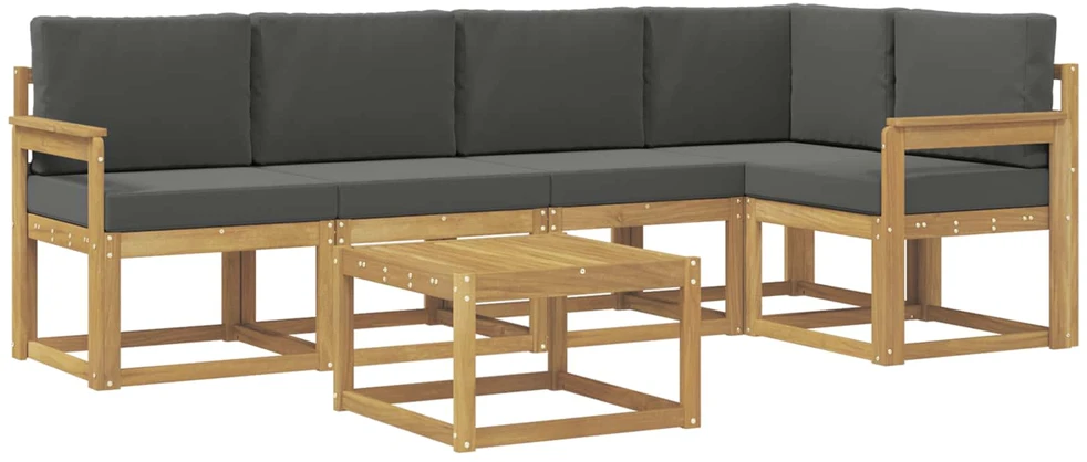 Lauko sofos komplektas 6 vnt. 5 vietos Balta ir antracito