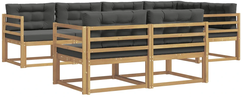 Lauko sofos komplektas 6 vnt. 7 vietos Balta ir antracito