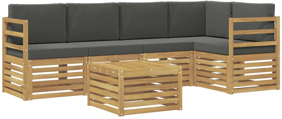 Lauko sofos komplektas 6 vnt. Balta ir antracito Poliesteris