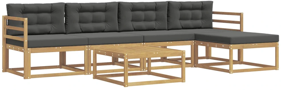 Lauko sofos komplektas 6 vnt. 5 vietos Balta ir antracito