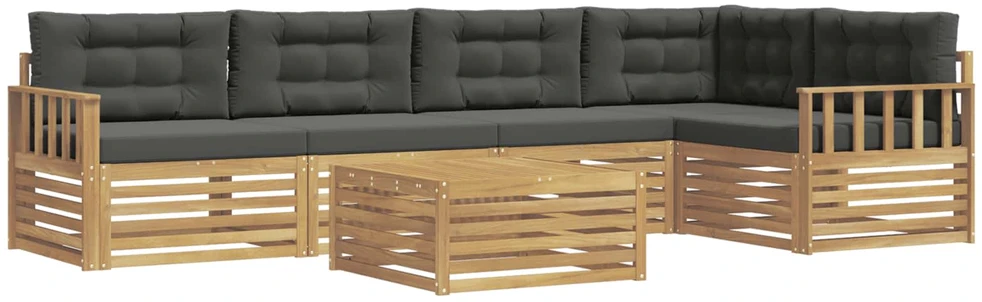 Lauko sofos komplektas 6 vnt. 5 vietos Balta ir antracito