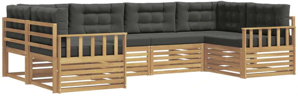 Lauko sofos komplektas 6 vnt. 6 vietos Balta ir antracito