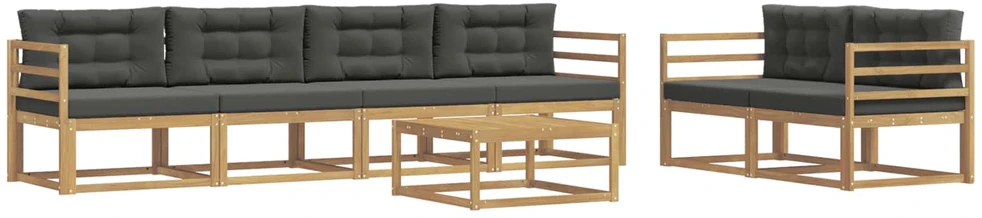 Lauko sofos komplektas 6 vnt. 6 vietos Balta ir antracito