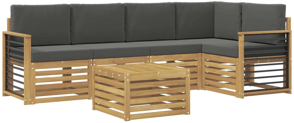 Lauko sofos komplektas 6 vnt. 5 vietos Balta ir antracito