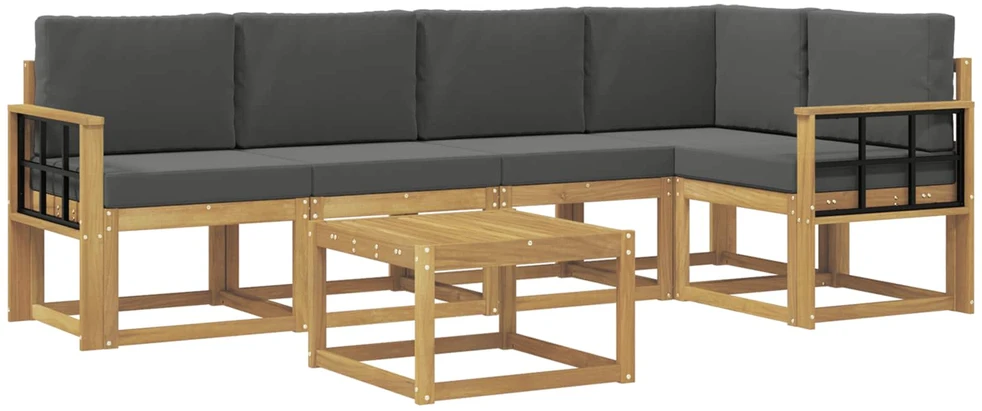 Lauko sofos komplektas 6 vnt. 5 vietos Balta ir antracito