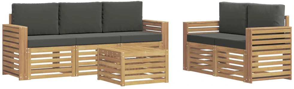 Lauko sofos komplektas 6 vnt. Balta ir antracito Poliesteris