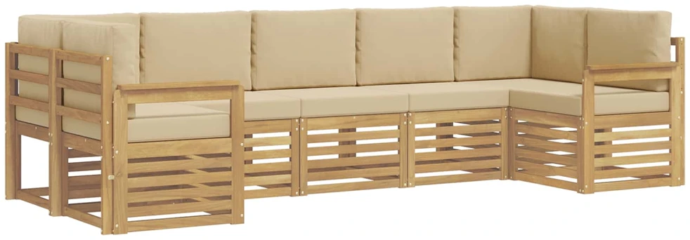 Lauko sofos komplektas 6 vnt. 7 vietos Balta ir Bežė