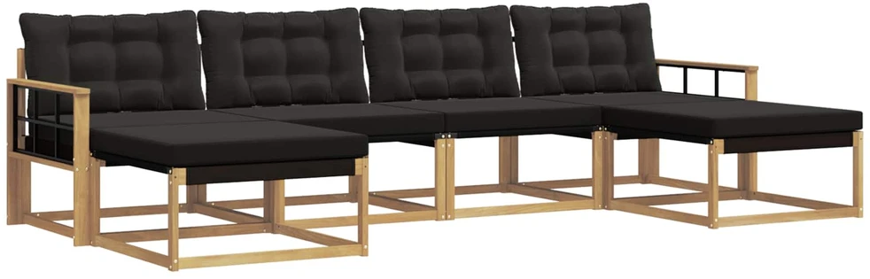 Lauko sofos komplektas 6 vnt. 6 vietos Balta ir juoda