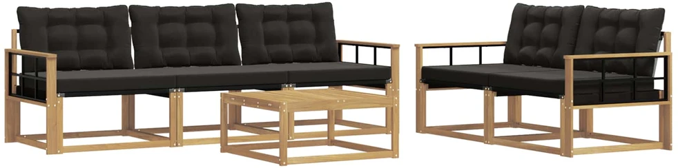 Lauko sofos komplektas 6 vnt. Balta ir juoda