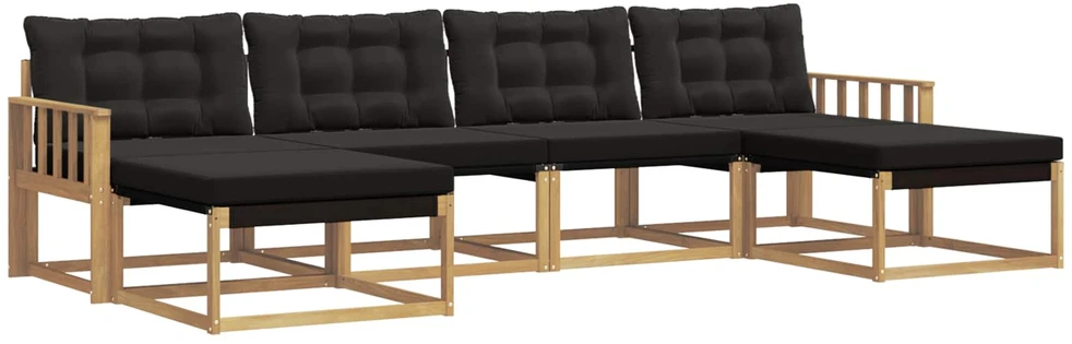 Lauko sofos komplektas 6 vnt. 6 vietos Balta ir juoda