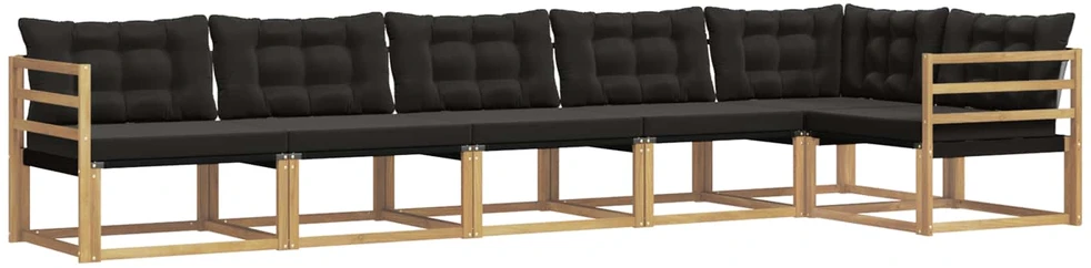 Lauko sofos komplektas 6 vnt. Balta ir juoda