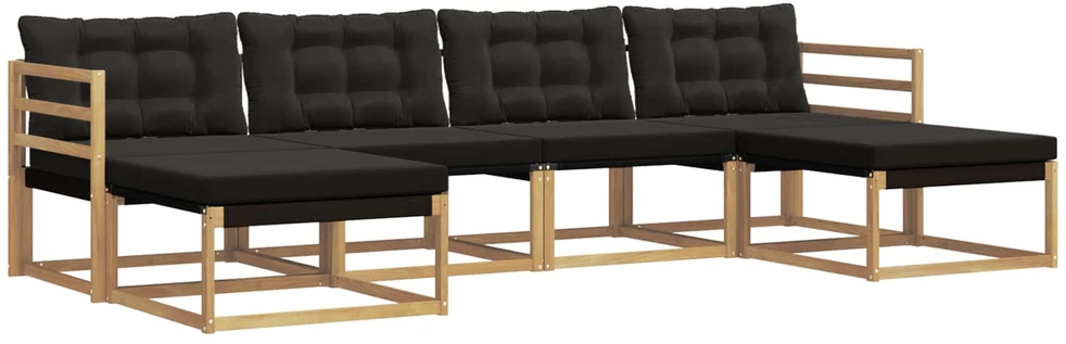 Lauko sofos komplektas 6 vnt. Balta ir juoda