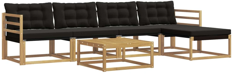 Lauko sofos komplektas 6 vnt. Balta ir juoda