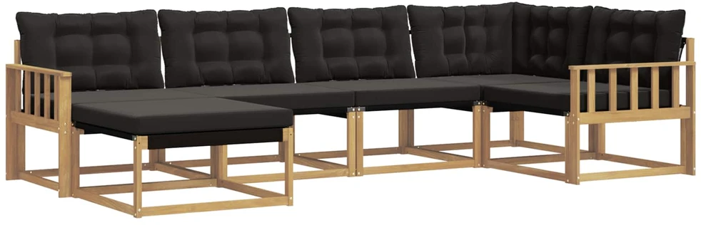 Lauko sofos komplektas 6 vnt. Balta ir juoda