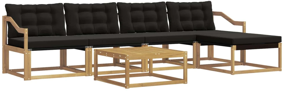 Lauko sofos komplektas 6 vnt. Balta ir juoda