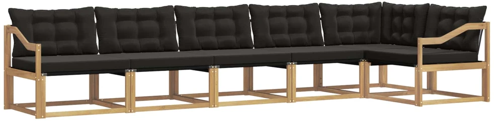 Lauko sofos komplektas 6 vnt. Balta ir juoda