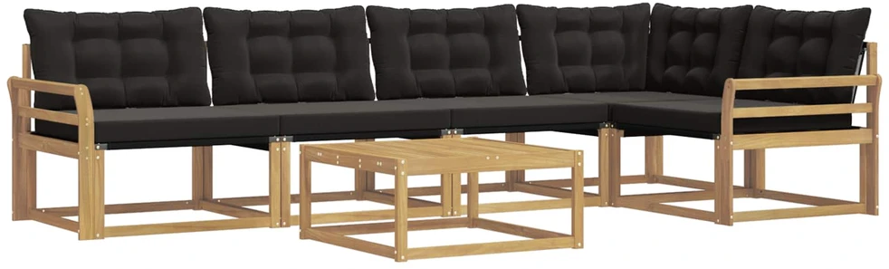 Lauko sofos komplektas 6 vnt. Balta ir juoda