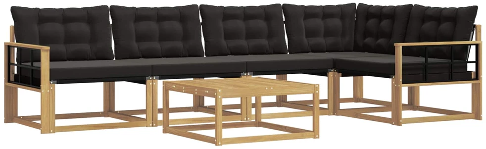 Lauko sofos komplektas 6 vnt. Balta ir juoda