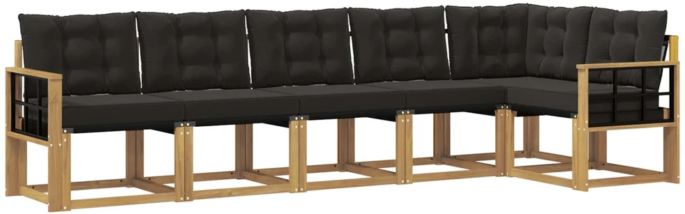 Lauko sofos komplektas 6 vnt. 6 vietos Balta ir juoda