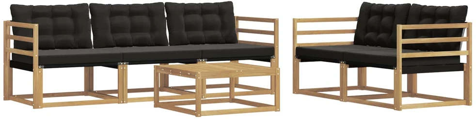 Lauko sofos komplektas 6 vnt. Balta ir juoda