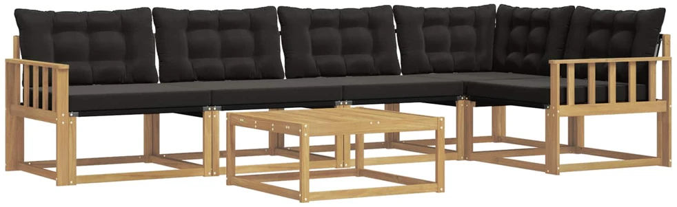 Lauko sofos komplektas 6 vnt. Balta ir juoda