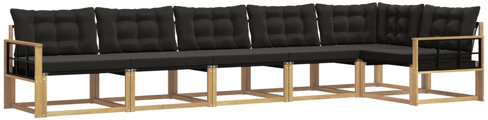 Lauko sofos komplektas 6 vnt. Balta ir juoda